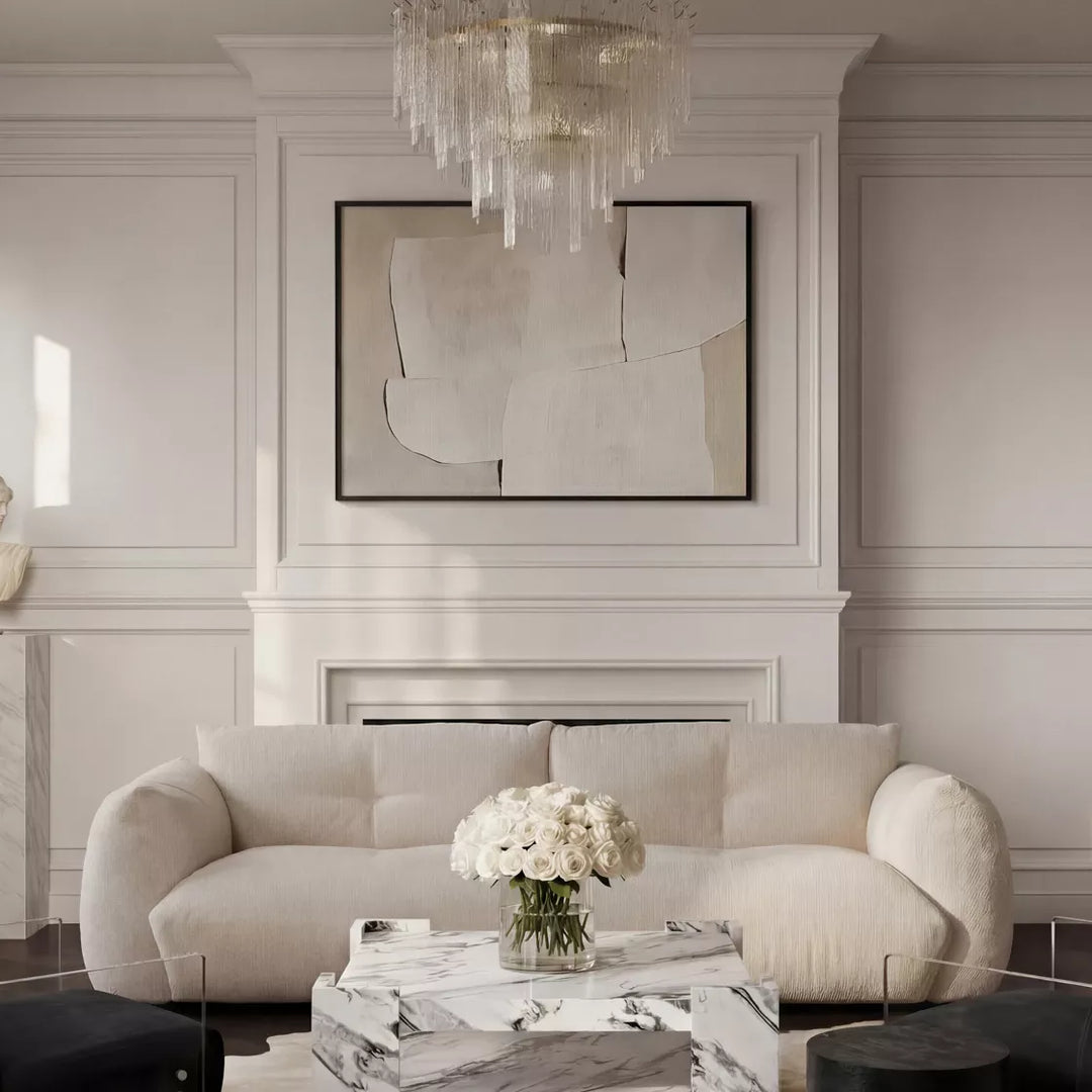 Bronte 3 Seater Chenille Sofa - Pearl