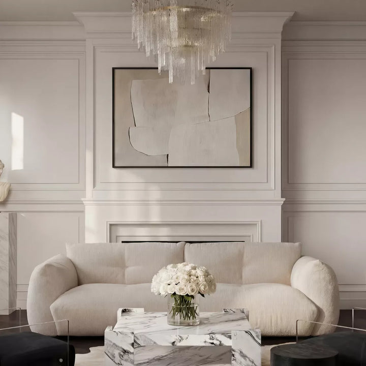 Bronte 3 Seater Chenille Sofa - Pearl