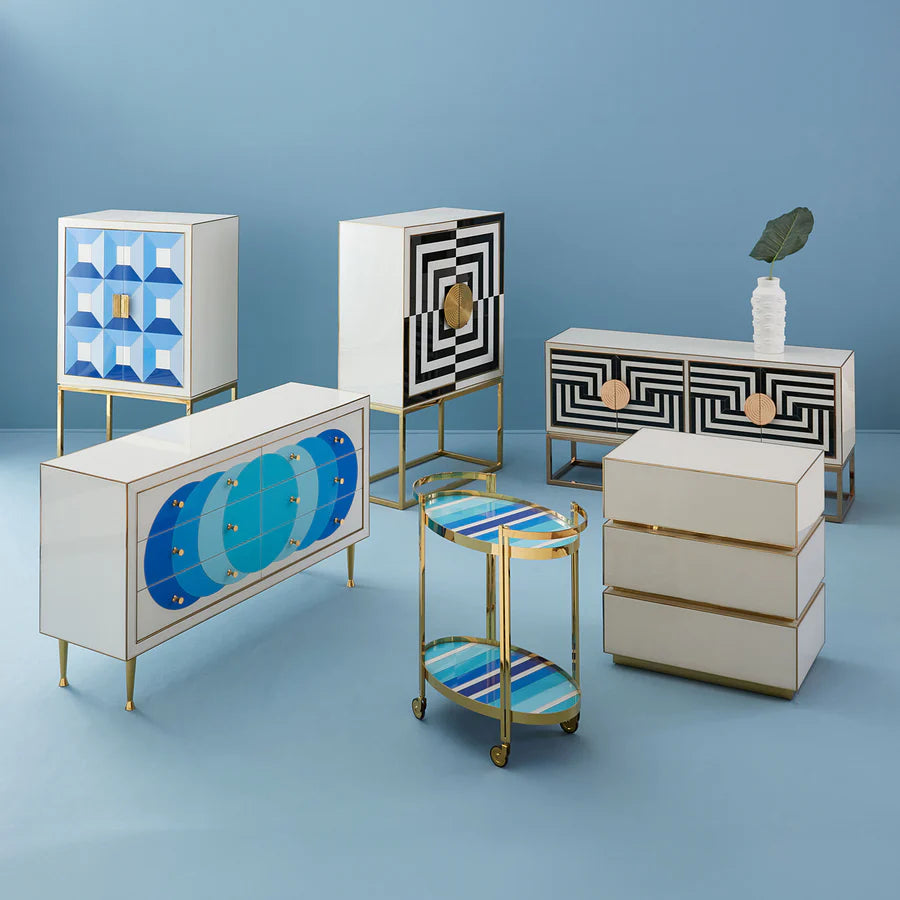 Op Art Bar Cabinet - Black & White Design Maven 4