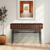 Ivy & Elm Ruta Black Marble Top 3 Drawer Console Table