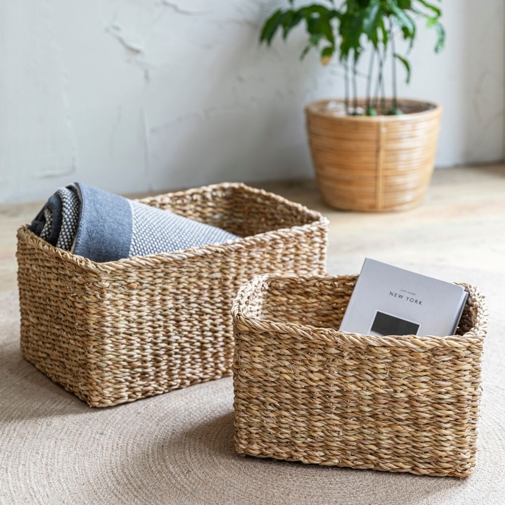 Brading Set of 2 Rectangular Baskets - Natural Garden Trading 2