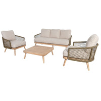 Maze Outdoor Bali Rope Weave 3 Seater Sofa Set in Beige