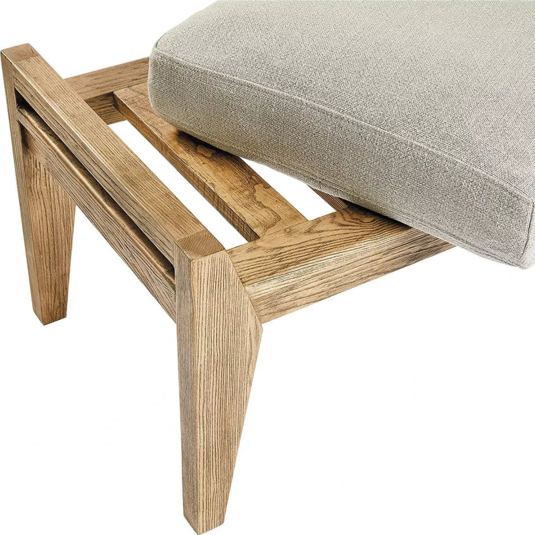 Paul Ash Wood Bench - Beige Linen