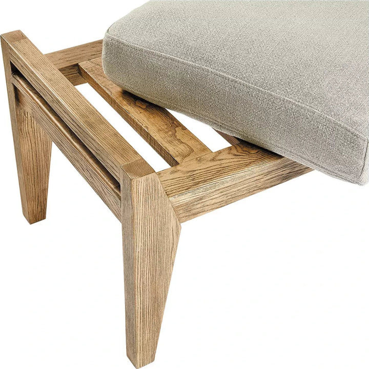 Paul Ash Wood Bench - Beige Linen