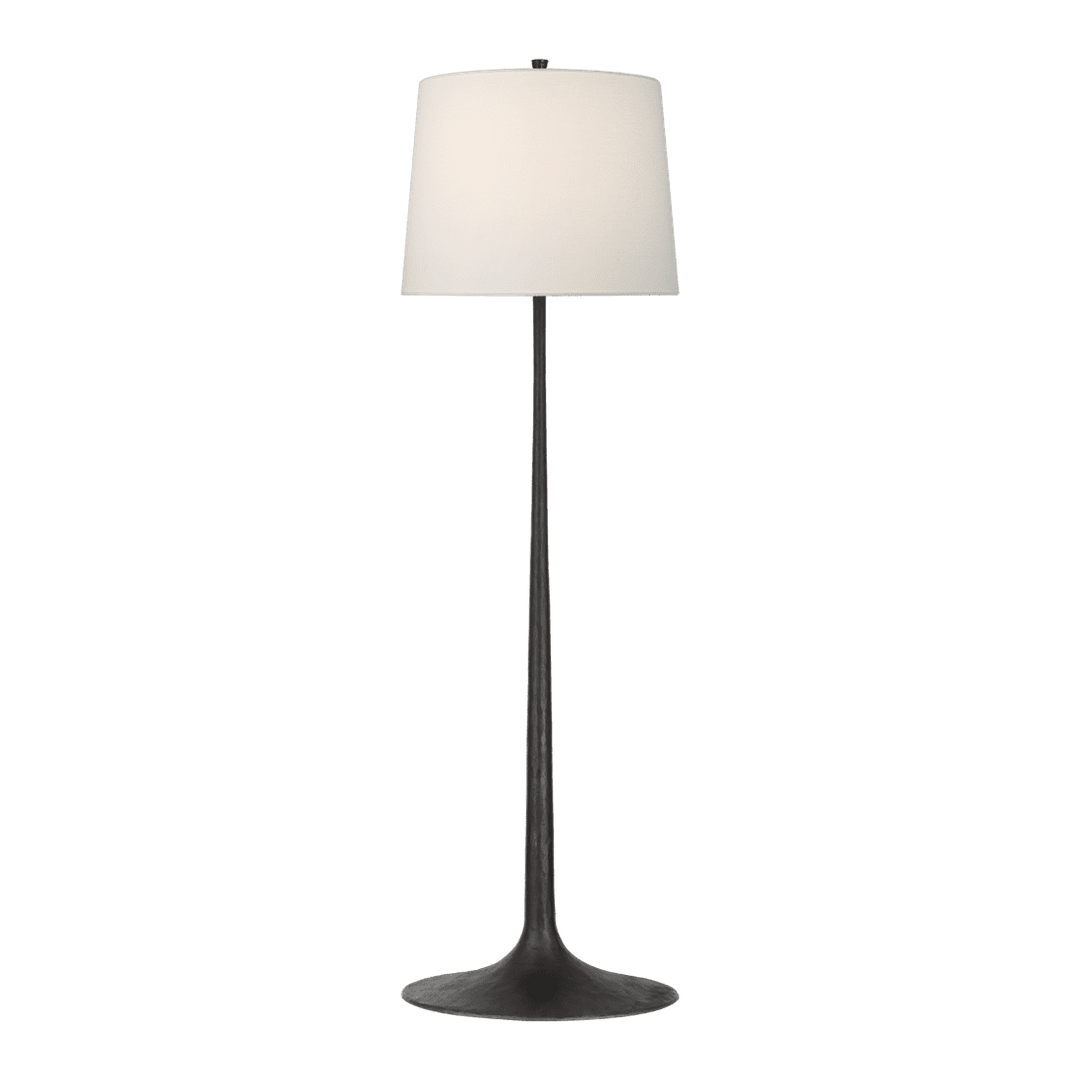 Oscar Large Sculpted Floor Lamp - Aged Iron with Linen Shade Visual Comfort 1