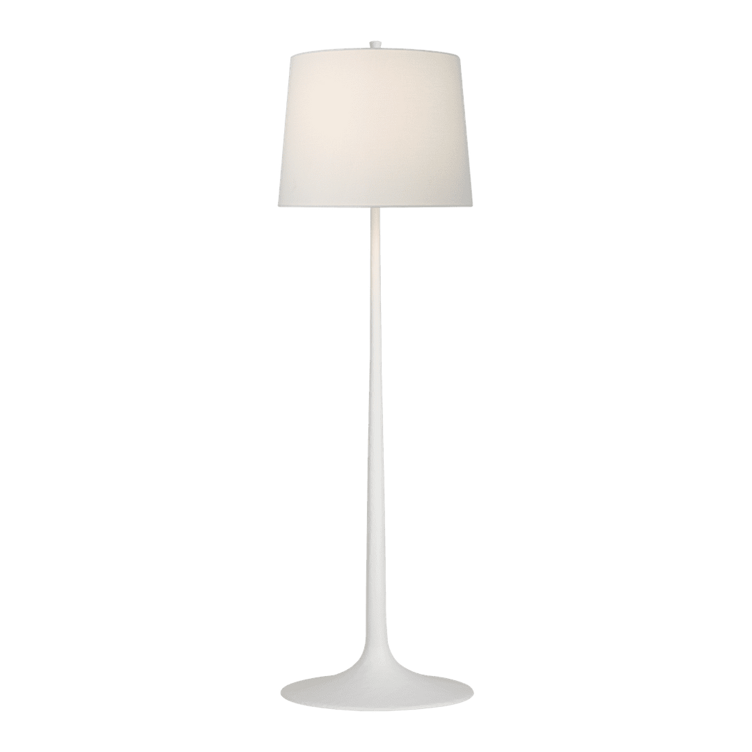 Oscar Large Sculpted Floor Lamp - Plaster White with Linen Shade Visual Comfort 1