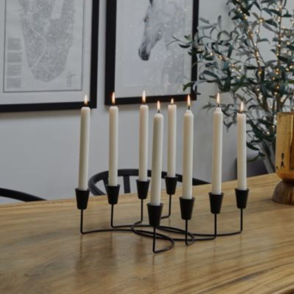 Ivyline Circular 8 Pc Candle Holder in Black