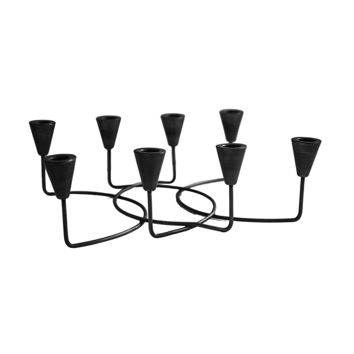 Circular 8 Piece Candle Holder - Black Ivyline 2
