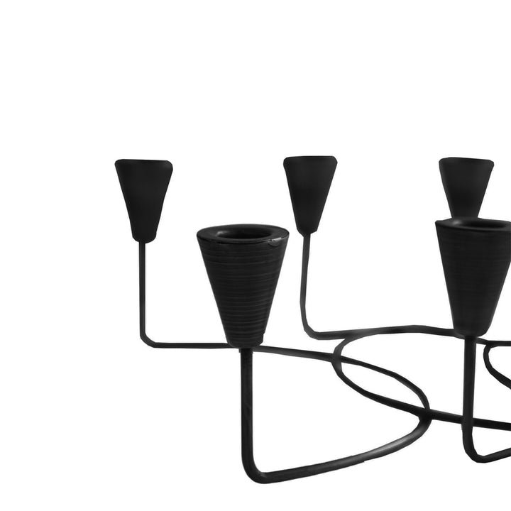 Circular 8 Piece Candle Holder - Black Ivyline 4