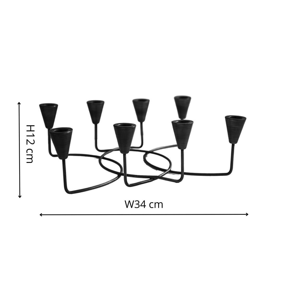 Ivyline Circular 8 Pc Candle Holder in Black