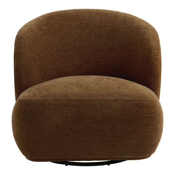 Lisette Marbled Velvet Swivel Armchair - Tobacco