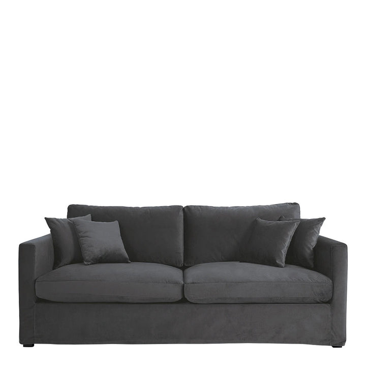 Angie Cotton Velvet Sofa - Dark Grey