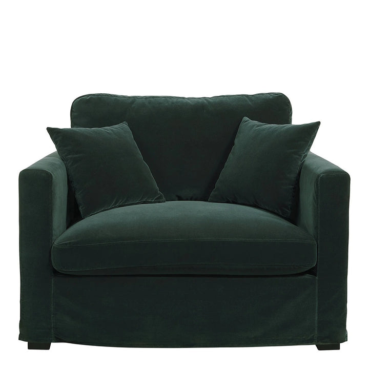 Angie Cotton Velvet Armchair - Forest Green