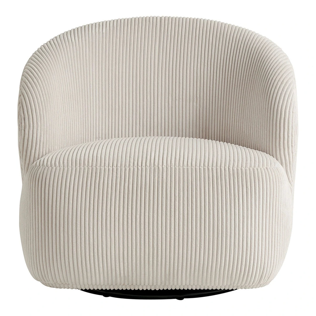Lisette Ribbed Velvet Swivel Armchair - Cream