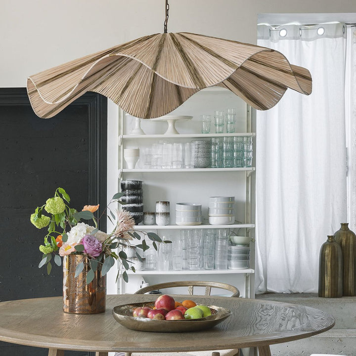 Aida Raffia Pendant Light - Gold & Natural