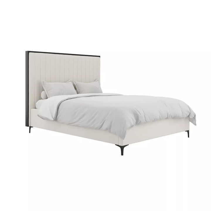 Brielle Velvet Upholstered Bed - Cream