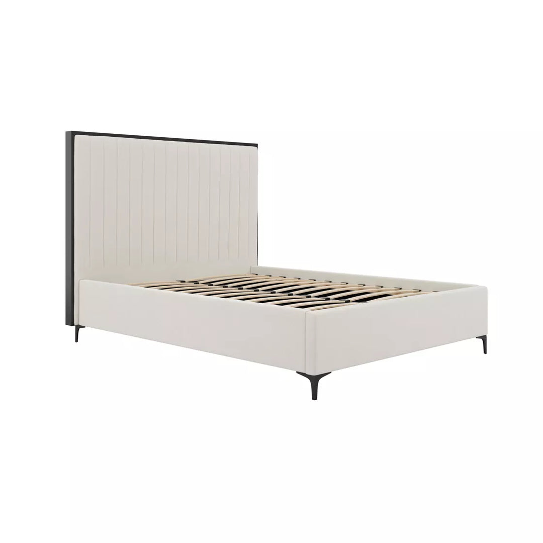Brielle Velvet Upholstered Bed - Cream