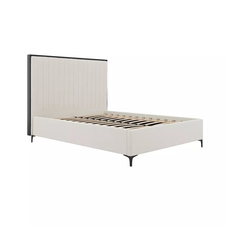 Brielle Velvet Upholstered Bed - Cream