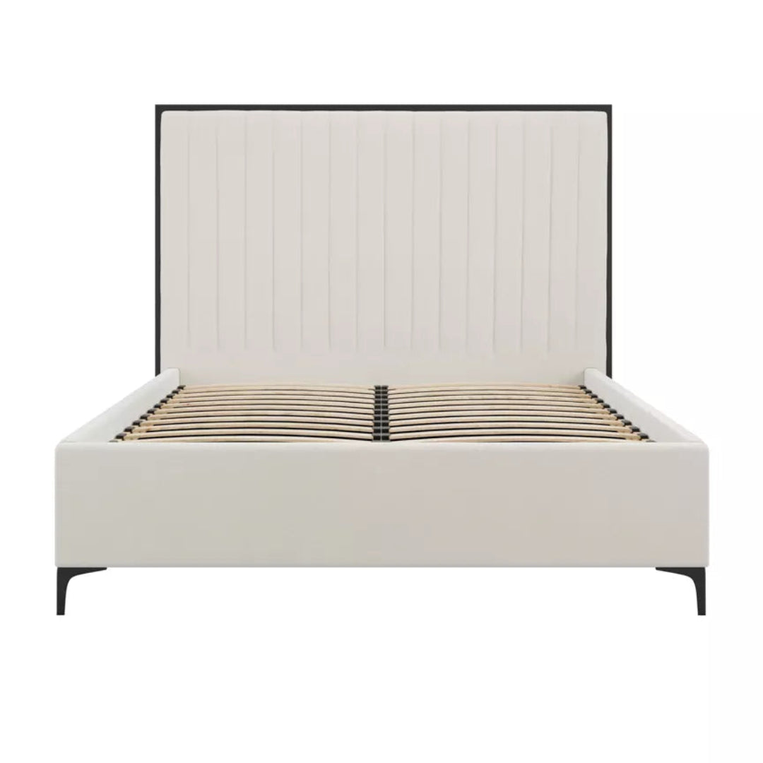 Brielle Velvet Upholstered Bed - Cream