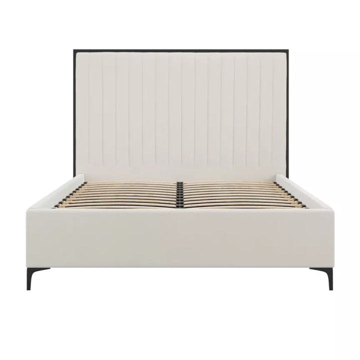 Brielle Velvet Upholstered Bed - Cream