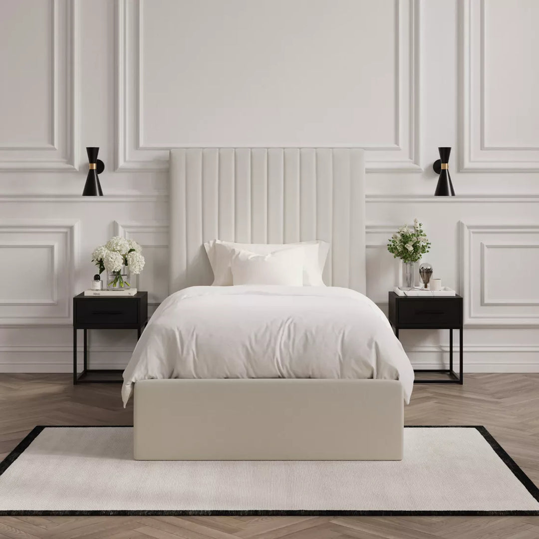 Palma Ottoman Upholstered Bed - Cream