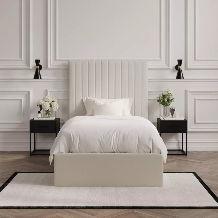 Palma Ottoman Upholstered Bed - Cream