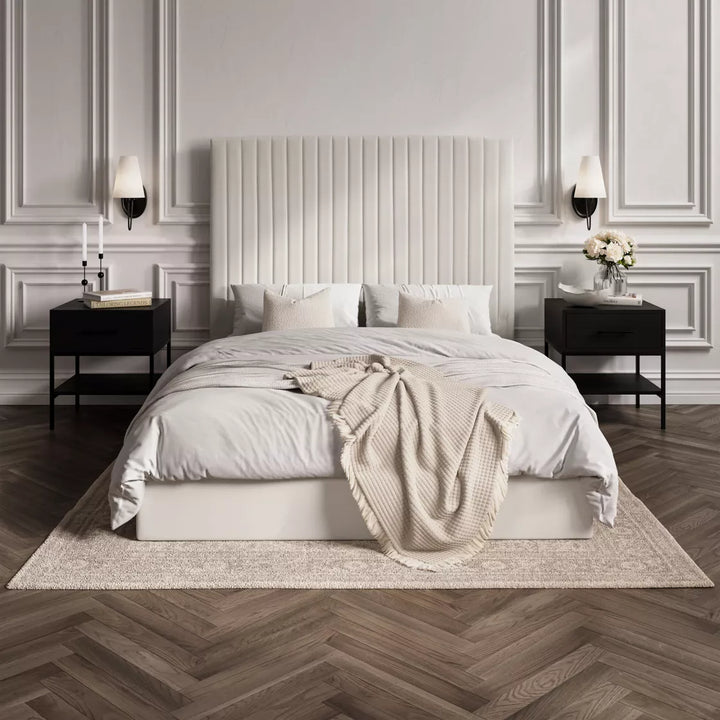 Palma Ottoman Upholstered Bed - Cream