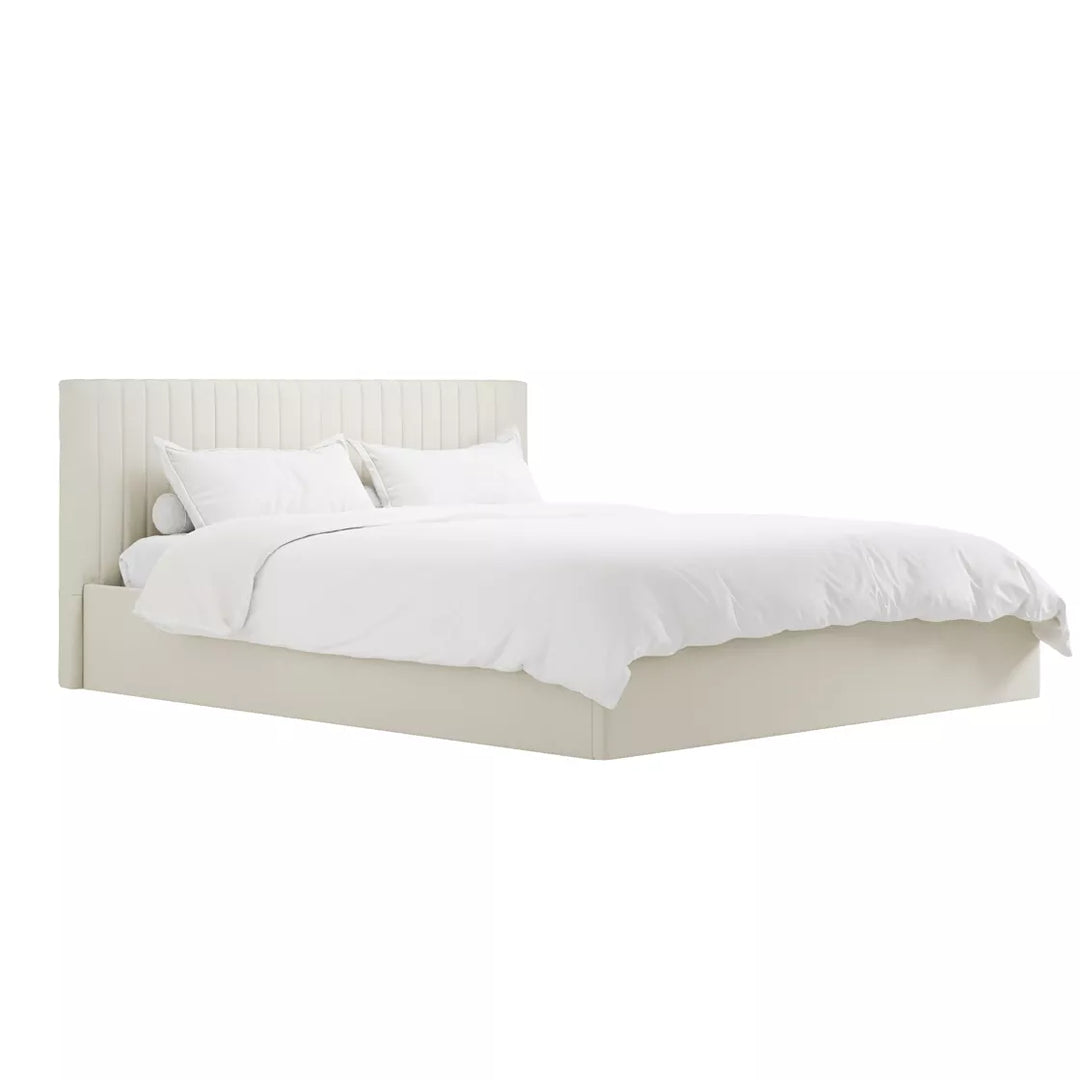 Palma Ottoman Upholstered Bed - Cream