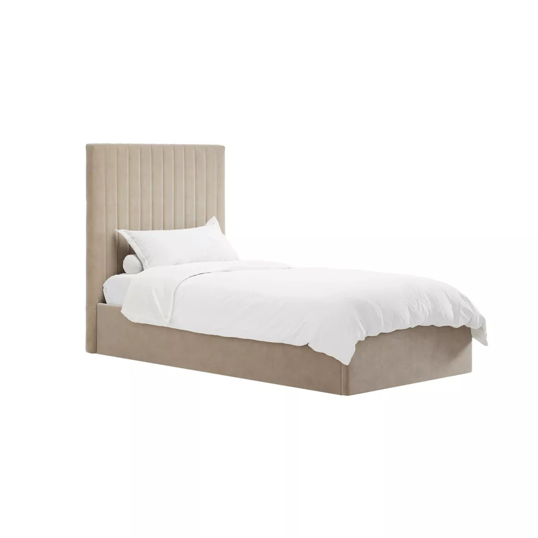 Palma Tall Ottoman Upholstered Bed - Beige