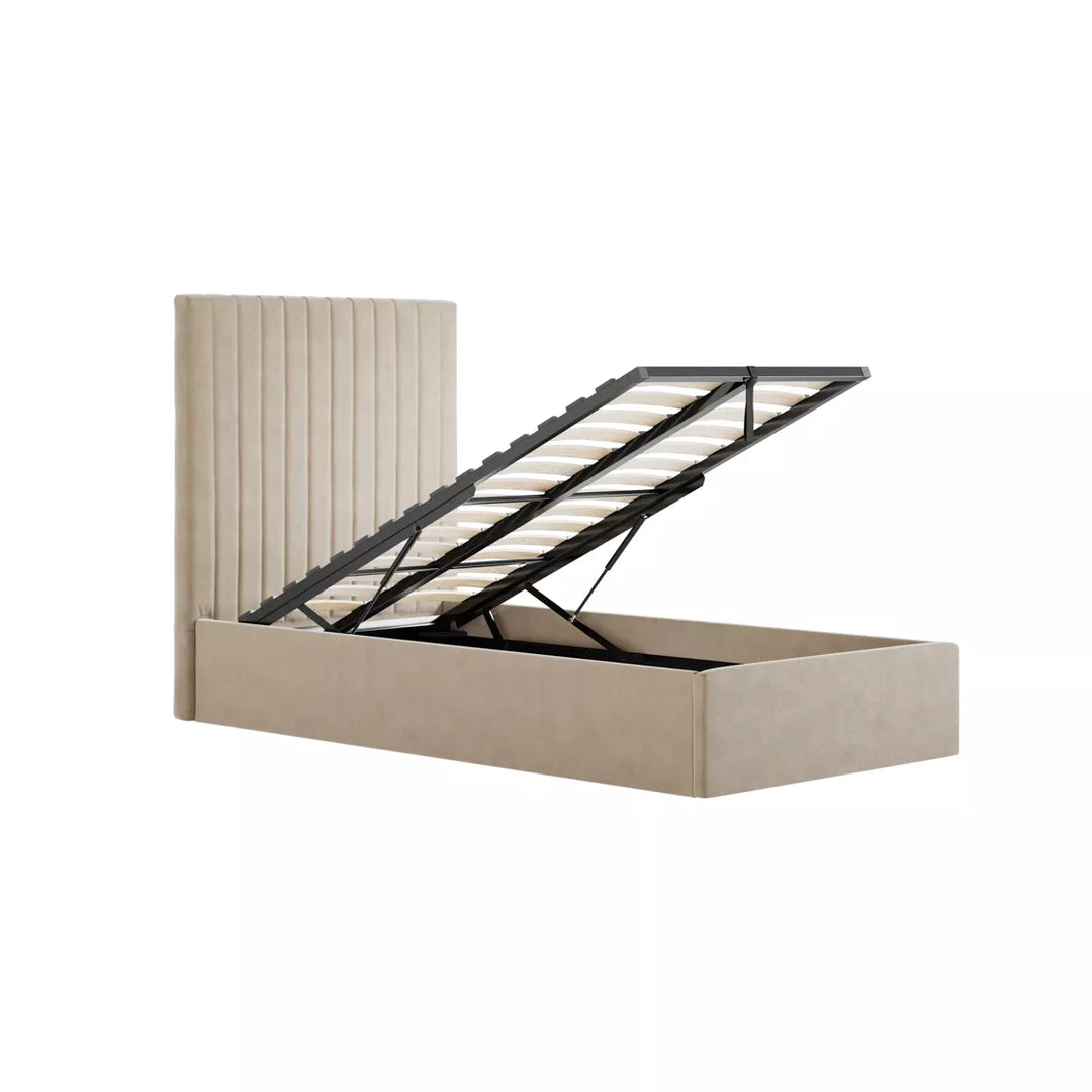 Palma Tall Ottoman Upholstered Bed - Beige