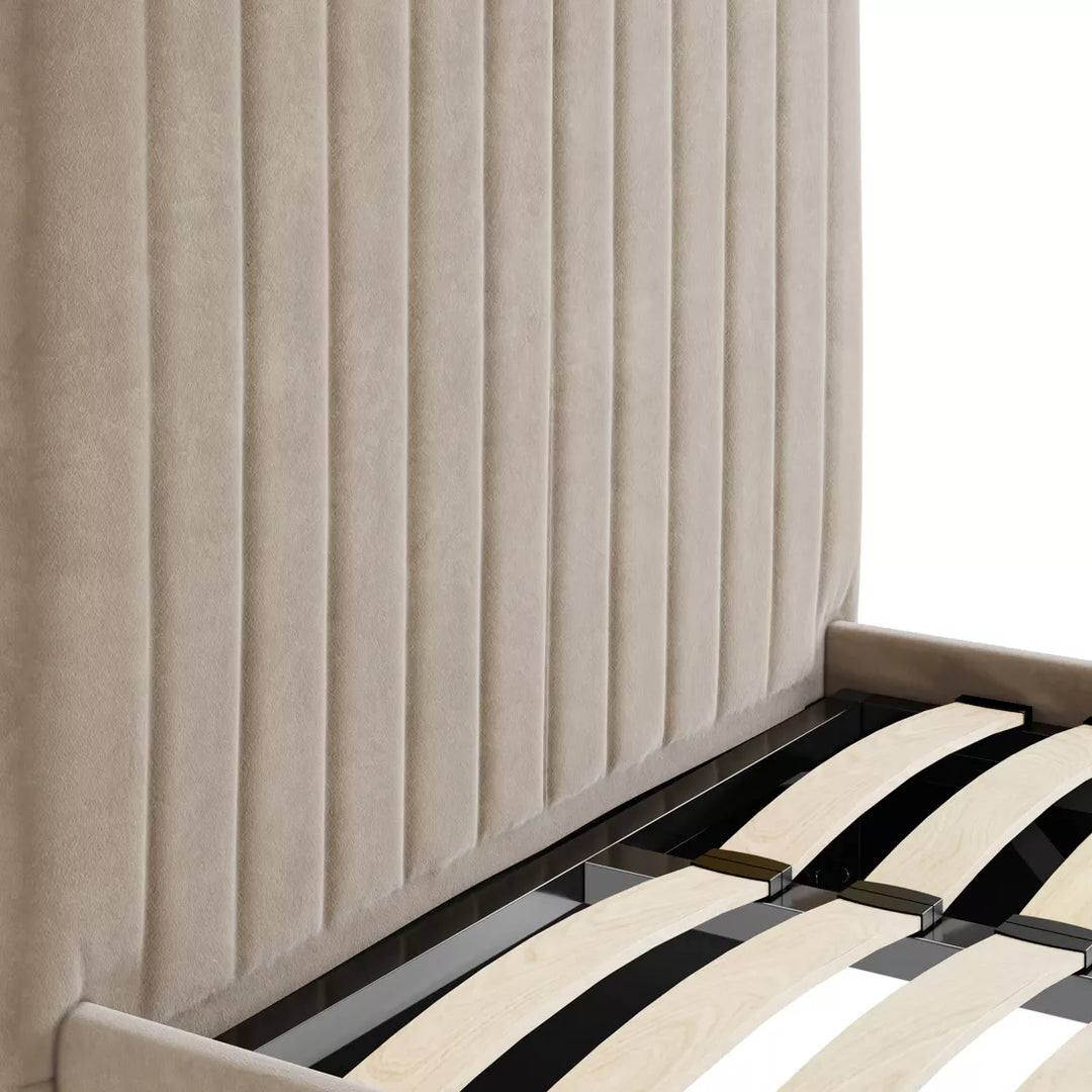Palma Tall Ottoman Upholstered Bed - Beige