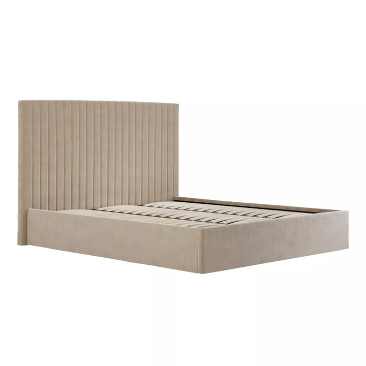 Palma Tall Ottoman Upholstered Bed - Beige