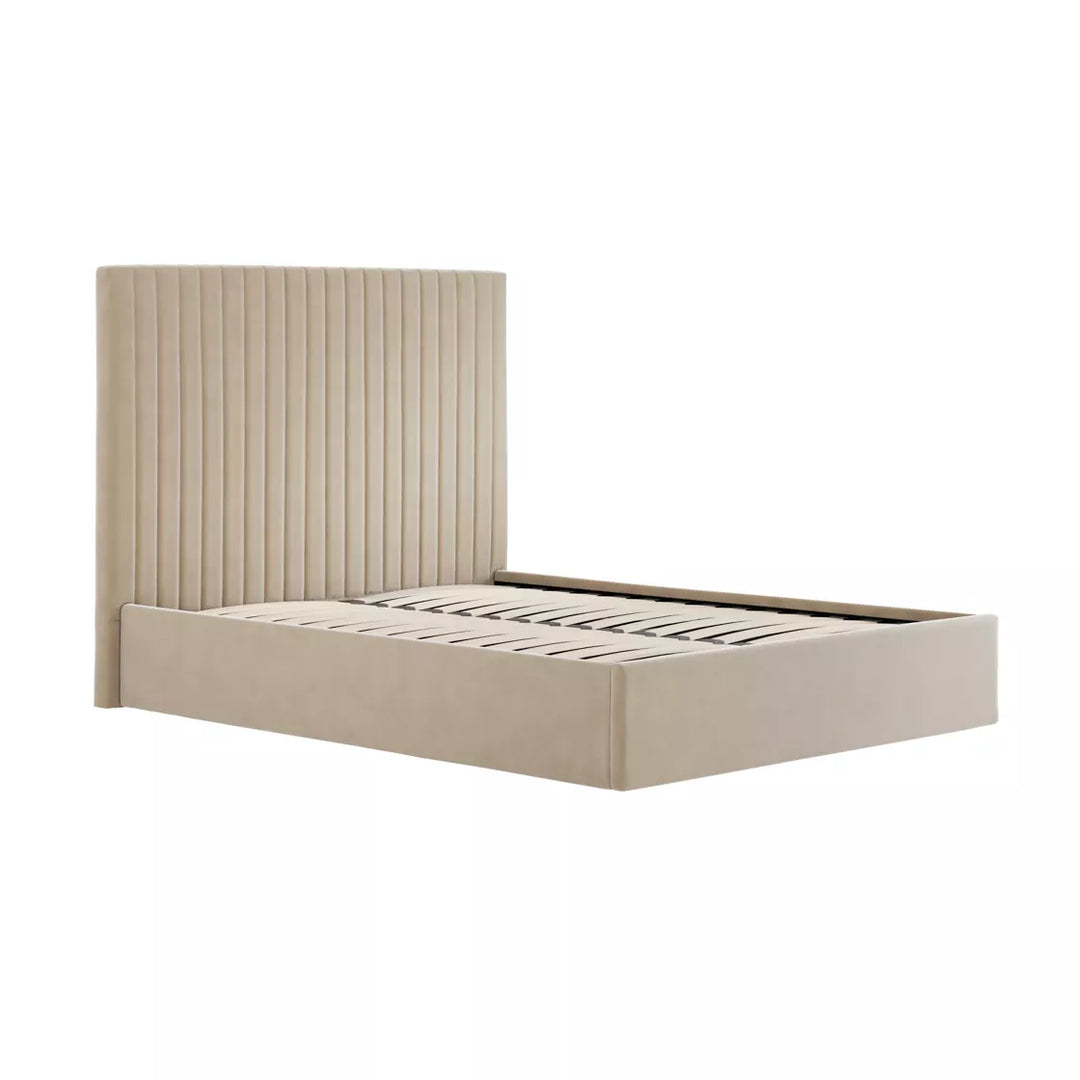 Palma Tall Ottoman Upholstered Bed - Beige