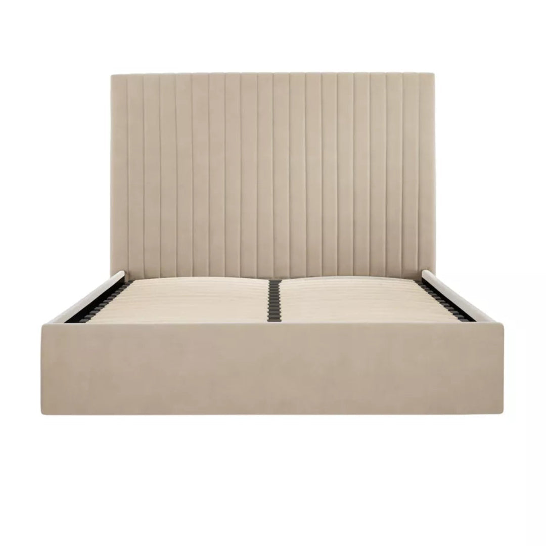 Palma Tall Ottoman Upholstered Bed - Beige