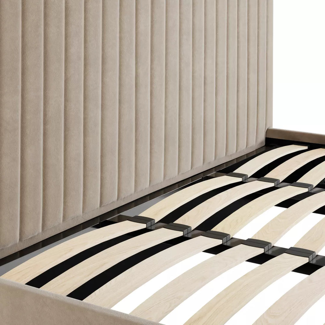 Palma Tall Ottoman Upholstered Bed - Beige