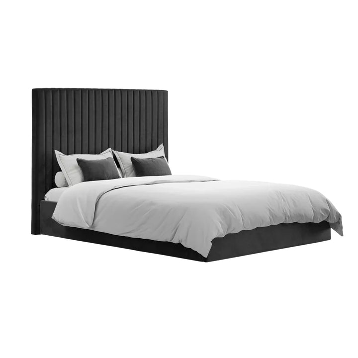 PalmaTall Ottoman Upholstered Bed - Black