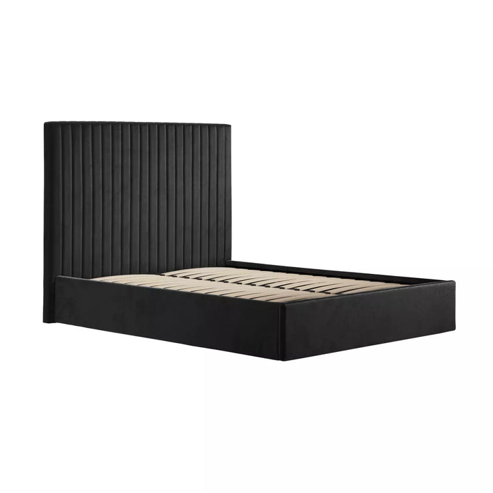 PalmaTall Ottoman Upholstered Bed - Black