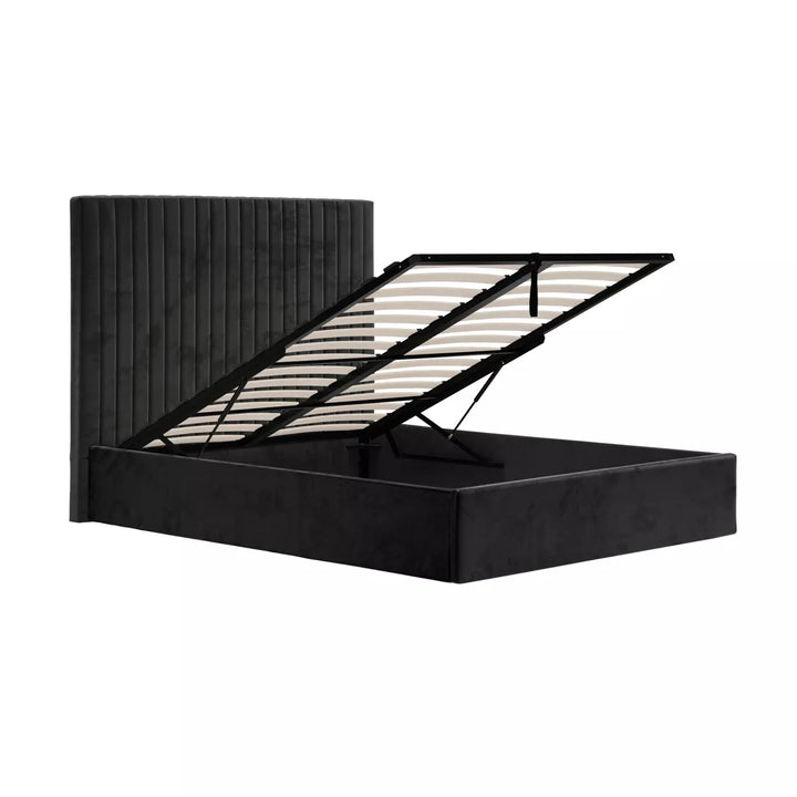 PalmaTall Ottoman Upholstered Bed - Black