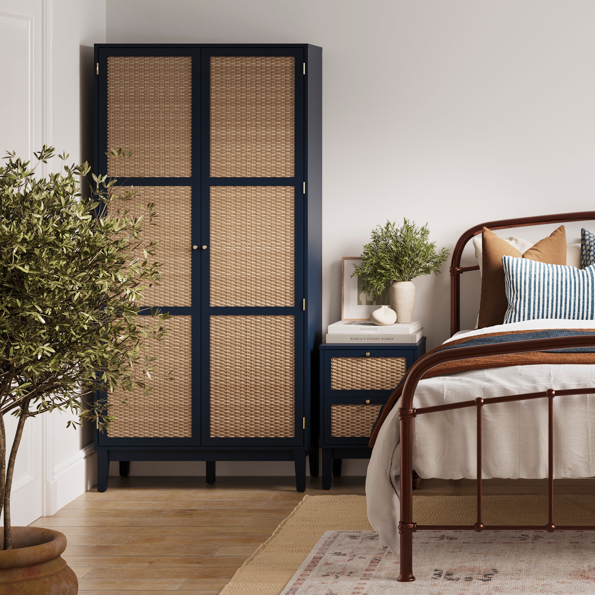 O&Co Lyon 2 Door Wardrobe in Blue