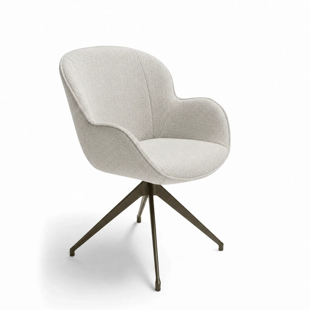 Butterfly Cream Monza Swivel Dining Armchair - Anodic Brown