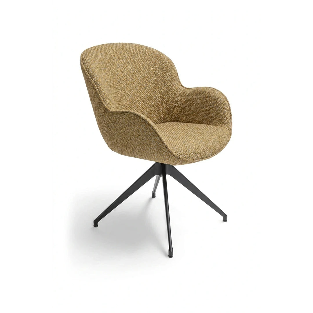 Butterfly Mustard Monza Melange Swivel Dining Armchair - Black