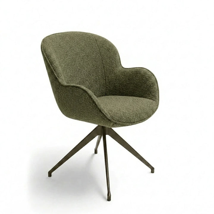 Butterfly Green Monza Melange Swivel Dining Armchair - Anodic Brown