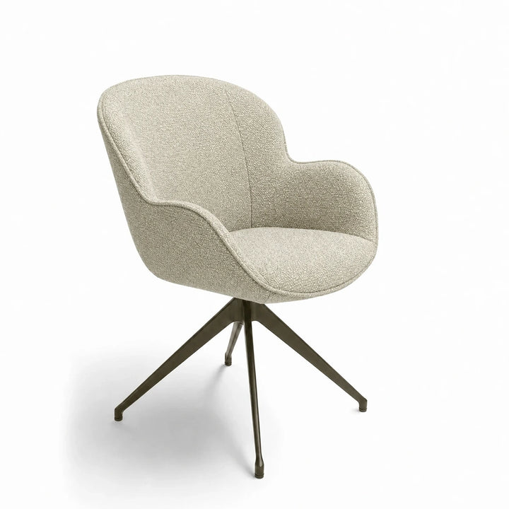 Butterfly Beige Monza Melange Swivel Dining Armchair - Anodic Brown