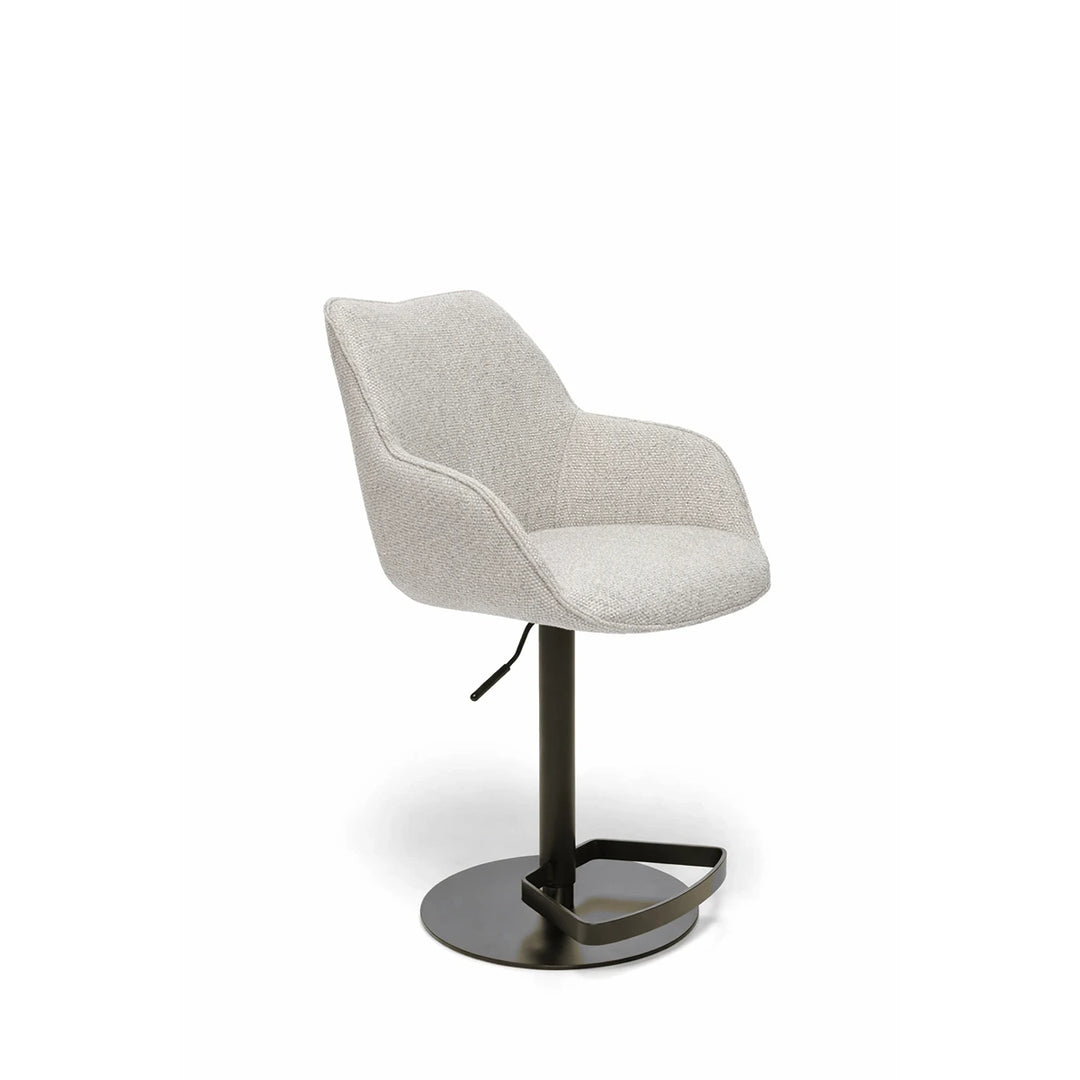 Kiq Cream Monza Adjustable Armchair Barstool - Anodic Brown
