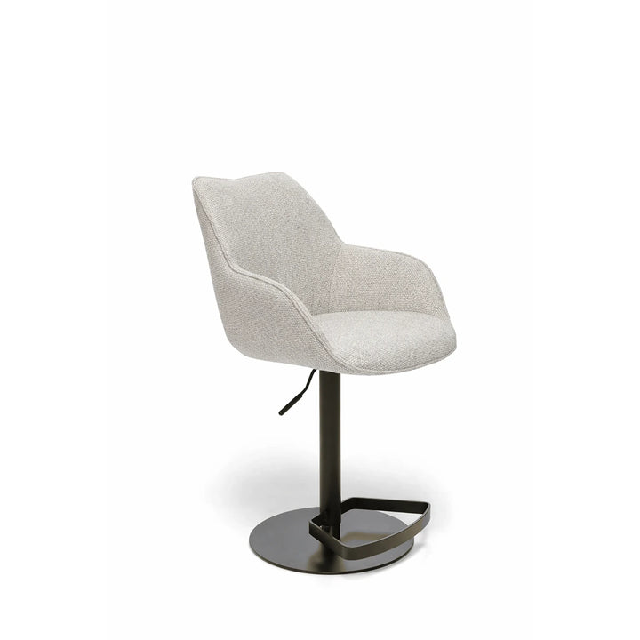 Kiq Cream Monza Adjustable Armchair Barstool - Anodic Brown