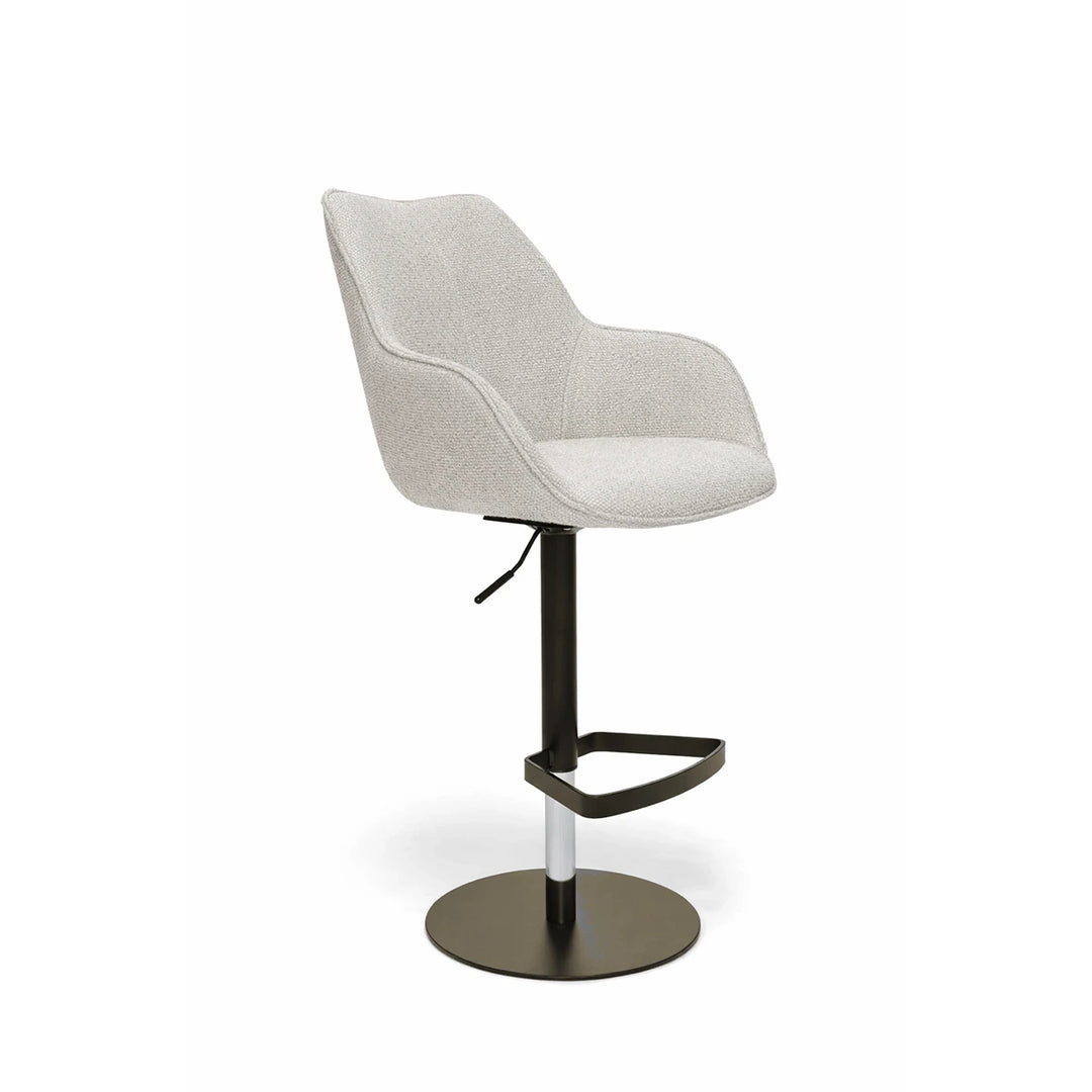 Kiq Cream Monza Adjustable Armchair Barstool - Anodic Brown
