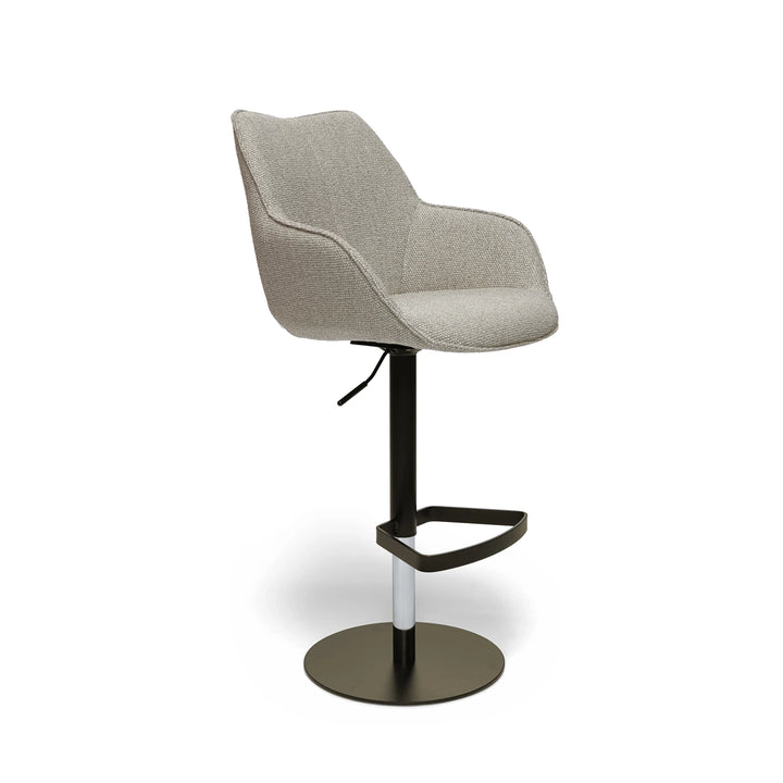 Kiq Beige Monza Melange Adjustable Armchair Barstool - Anodic Brown