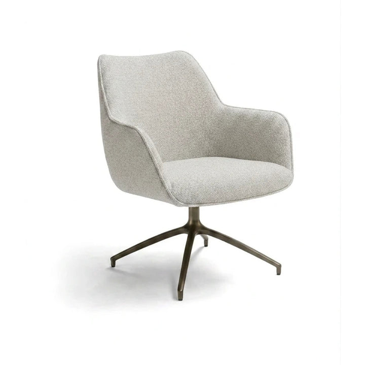 Kiq Cream Monza Swivel Accent Chair - Anodic Brown