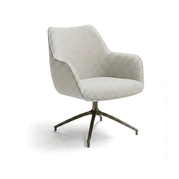 Kiq Cream Monza Swivel Accent Chair - Anodic Brown