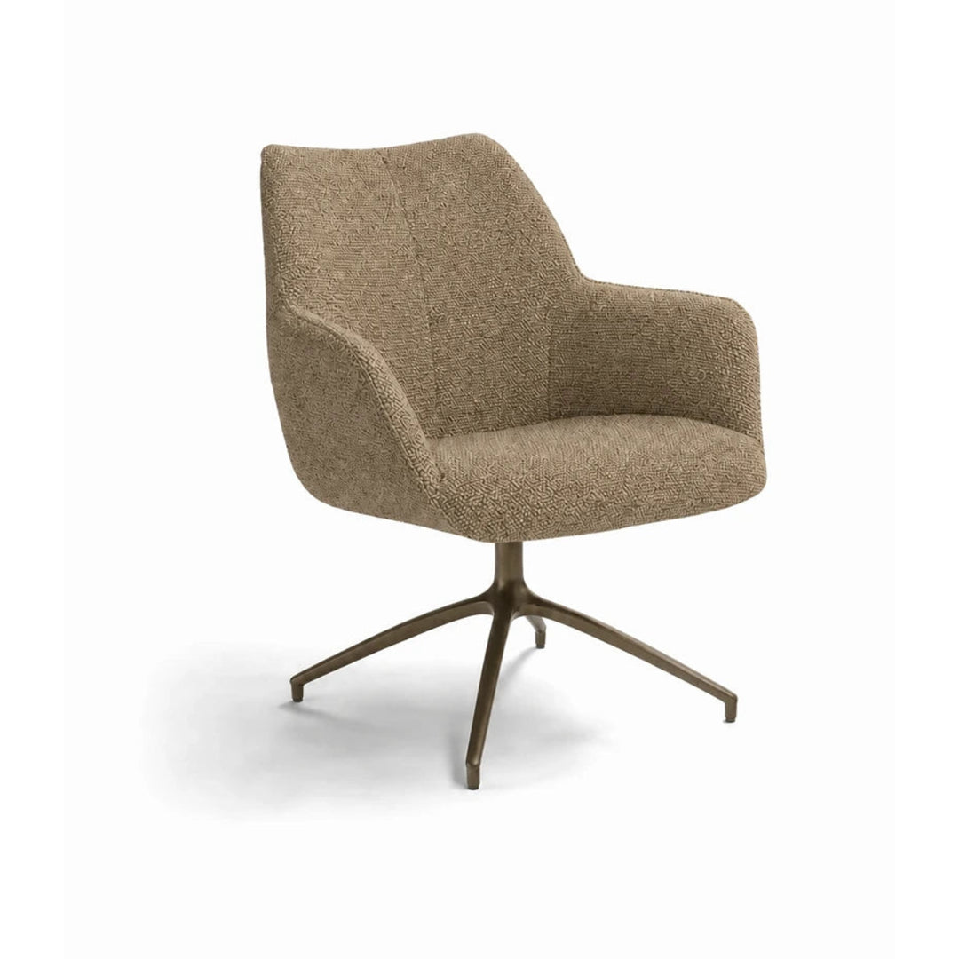 Kiq Taupe Monza Swivel Accent Chair - Anodic Brown